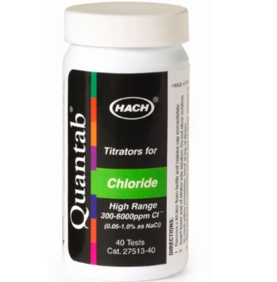 hach Cloruro QuanTab Strip di prova, 30-600 mg/L,Numero del prodotto: 2744940