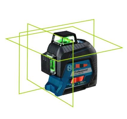 Original laser level GLL3-60XG, GLL30G - three-line automatic leveling device with green laser line projection - can be mounted on the wall